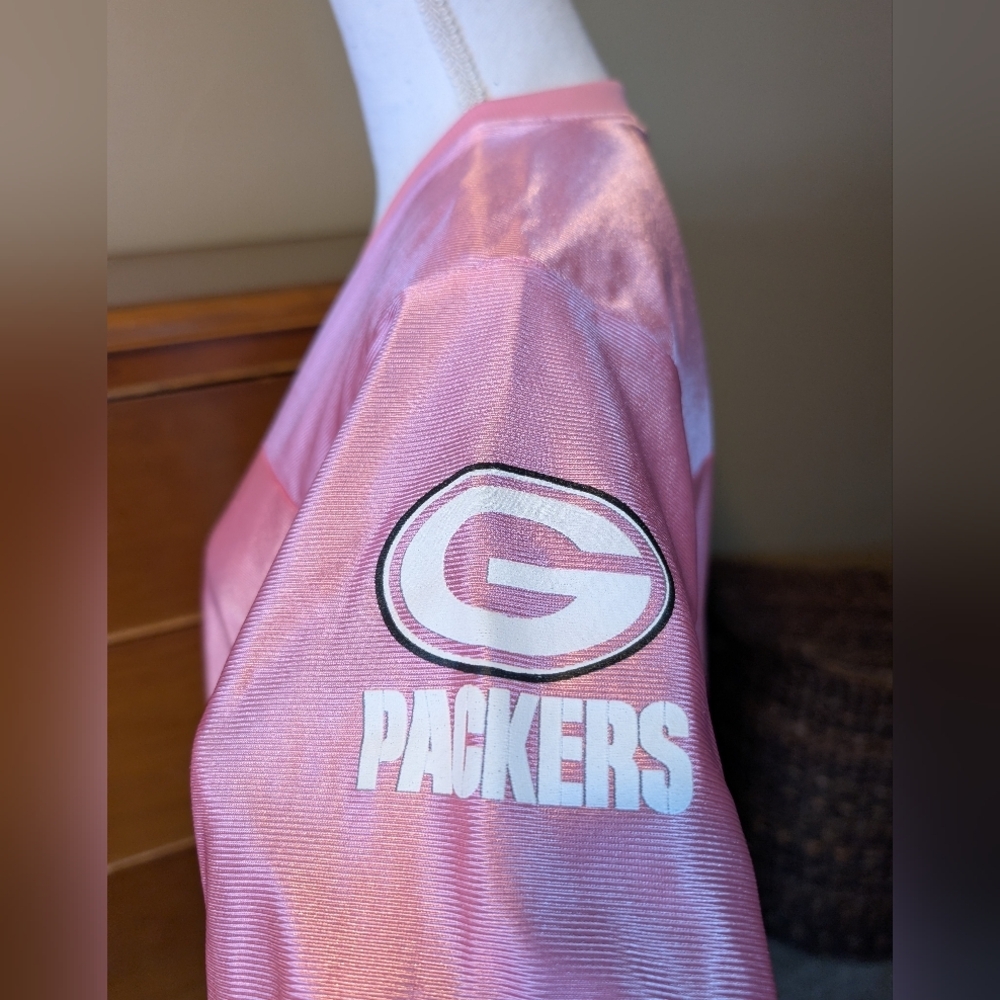 PINK NFL Players PACKERS #4 Brett FARVE Womens Jersey Sz L - Picture 6 of 13